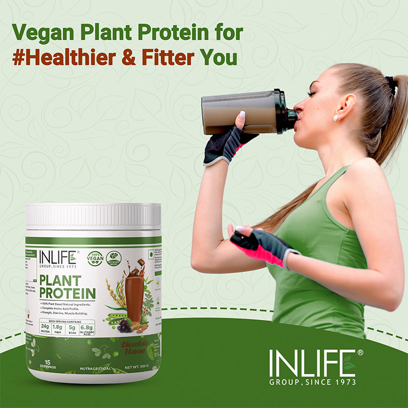 INLIFE Vegan Plant Based Protein Powder, 24g Protein