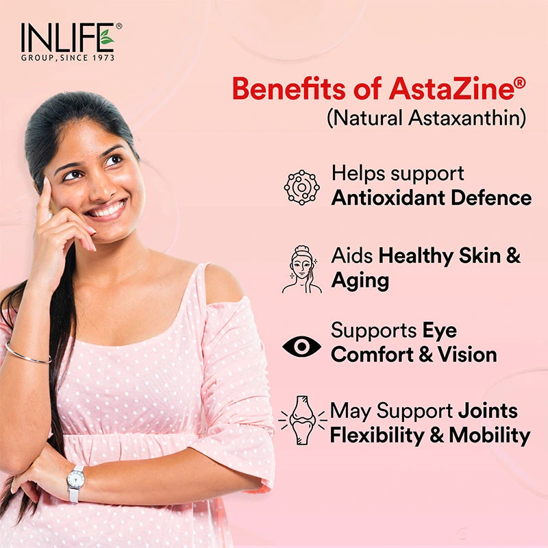 Inlife AstaZine® Astaxanthin 5% with Vitamins A, D3 & E – Ultra-Pure & High-Potency Antioxidant Formula