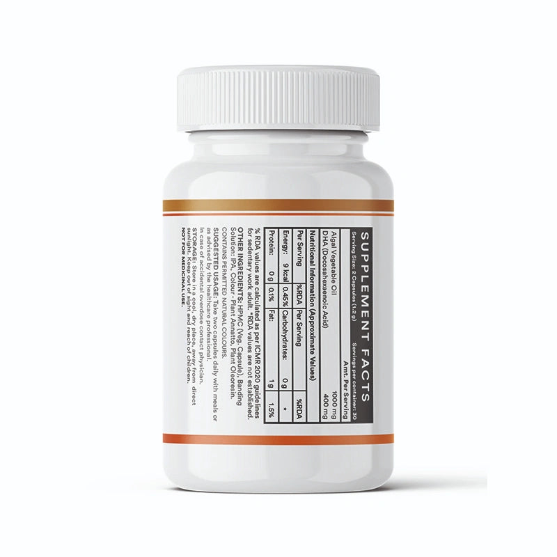 Inlife Vegetarian DHA | Omega 3 Algal Oil Supplement | 400mg per serving |Veg. Capsules