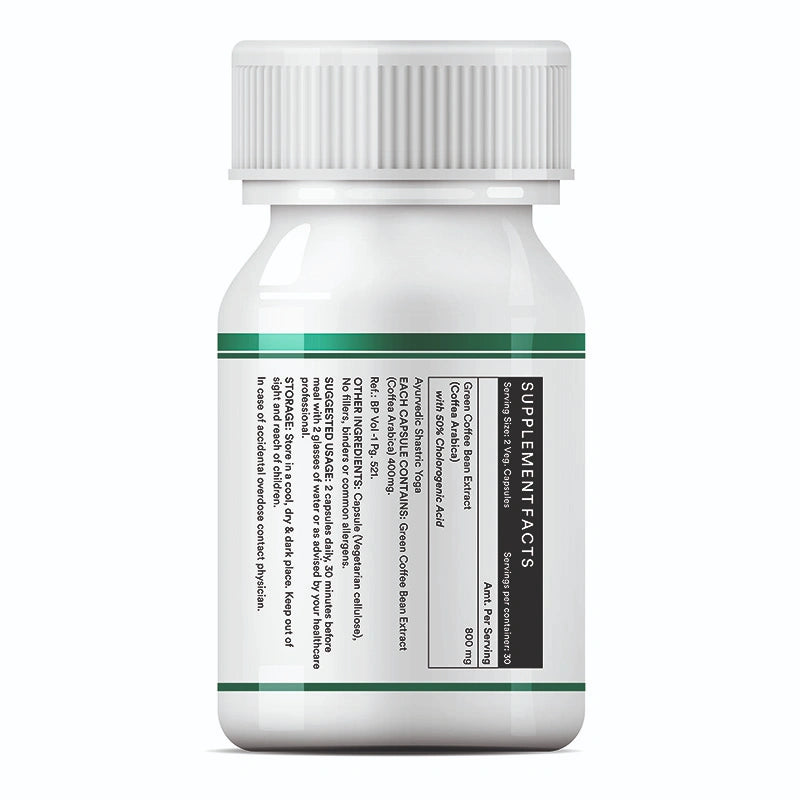 Inlife Green Coffee Bean Extract Supplement | 800mg / serving | Veg. Capsules