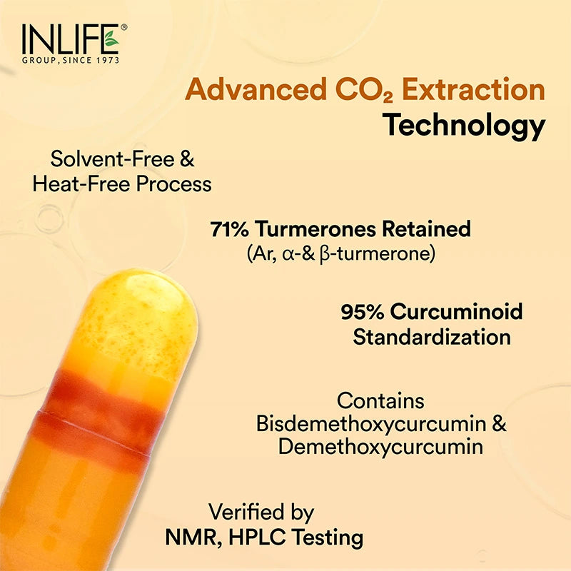 Inlife Turmeric Oil + Curcumin | Liquid Filled HPMC Capsules | 60 Veg. Capsules