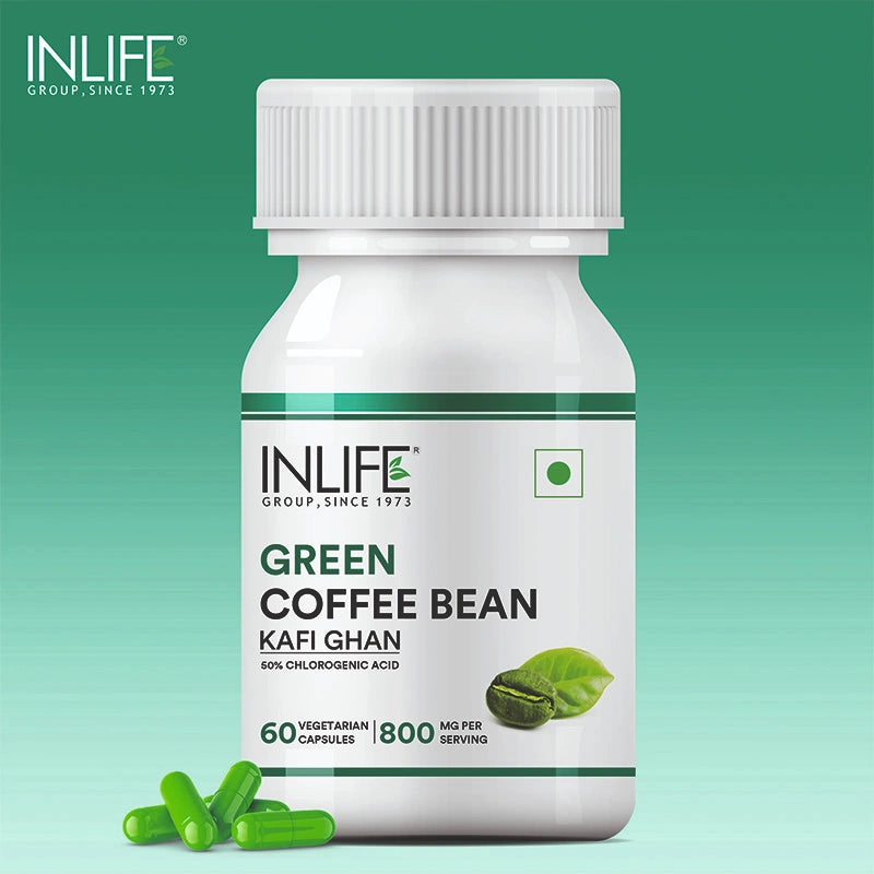 Inlife Green Coffee Bean Extract Supplement | 800mg / serving | Veg. Capsules