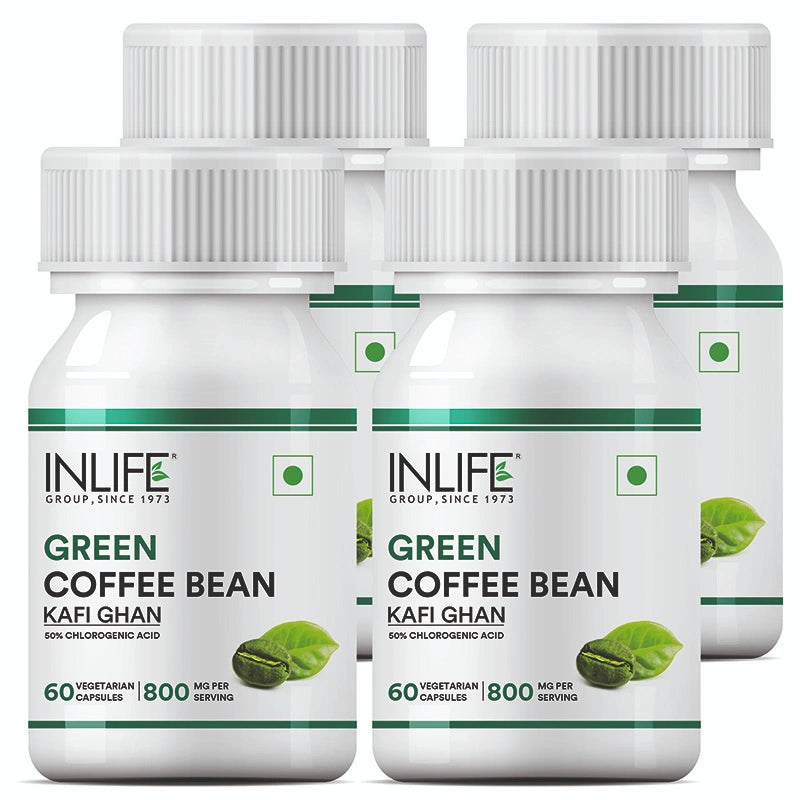Inlife Green Coffee Bean Extract Supplement | 800mg / serving | Veg. Capsules