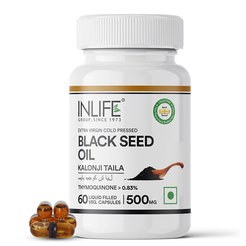 Inlife Black Seed Oil Supplement | Kalonji Oil Capsules | 500mg | Veg. Capsules
