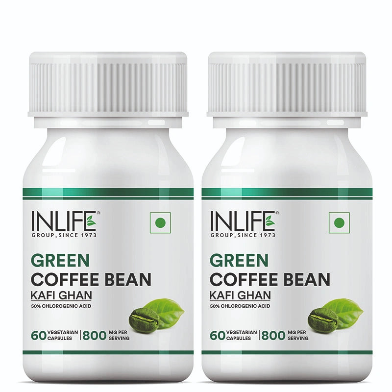 Inlife Green Coffee Bean Extract Supplement | 800mg / serving | Veg. Capsules