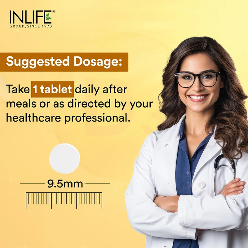 Inlife Plant-Based Vitamin D3 + K2 (MK7), 600 IU Lichen-Sourced D3 & 55 mcg MK7, Veg. Tablets