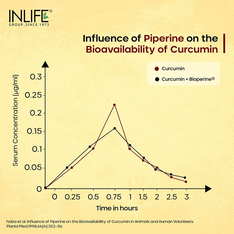 Inlife Curcumin (95% Curcuminoids) with Piperine (Bioperine), 500 mg | Veg. Capsules