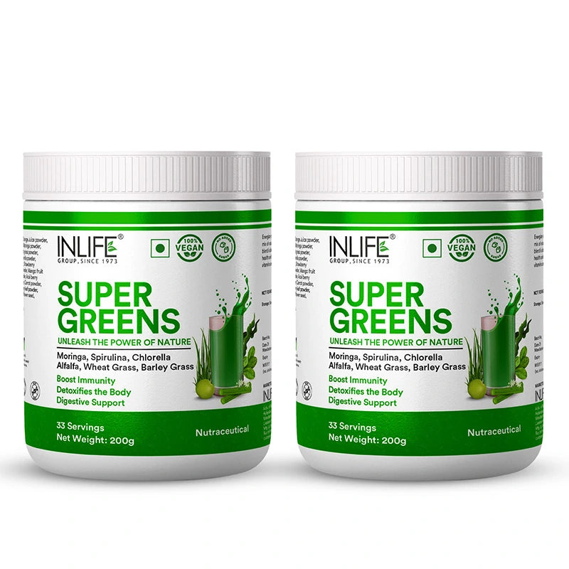Inlife Super Green Fusion| Vital Nutrients, Fiber, Antioxidants, Superfoods Powder| 200gm