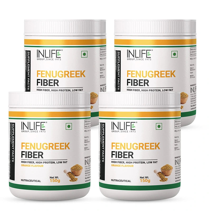 Inlife Fenugreek Fiber Powder | 150g | Orange Flavour