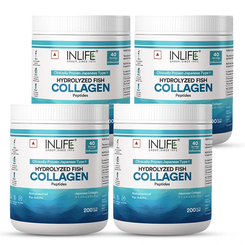 Inlife Hydrolyzed Japanese Marine Fish Collagen Peptides Powder | Clinically Proven Ingredient | 200g Unflavored