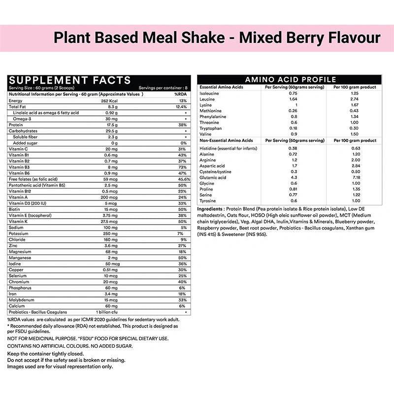 Inlife Plant Based Meal Replacement Shake with Added Probiotics