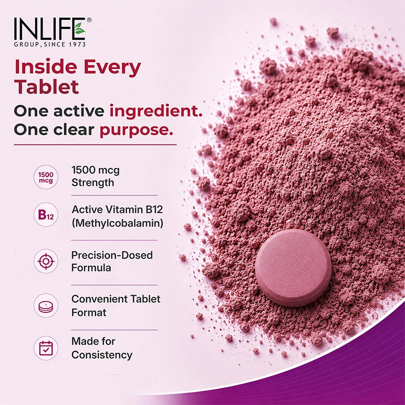 Inlife Vitamin B12 Methylcobalamin 1500mcg, 60 Tablets