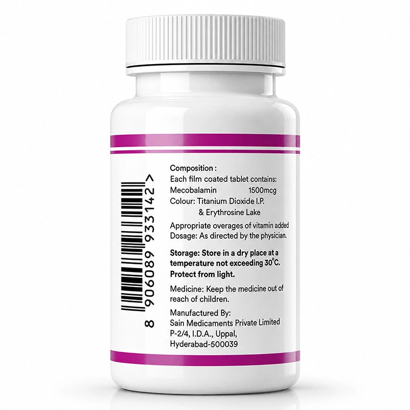 Inlife Vitamin B12 Methylcobalamin 1500mcg, 60 Tablets