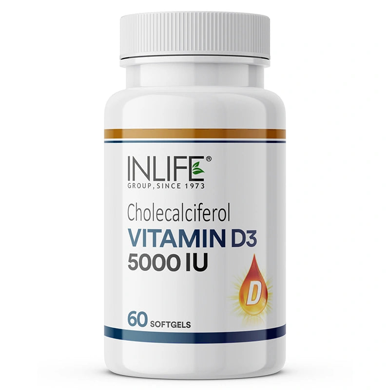 INLIFE Vitamin D3 5000 IU Cholecalciferol, 60 Softgels
