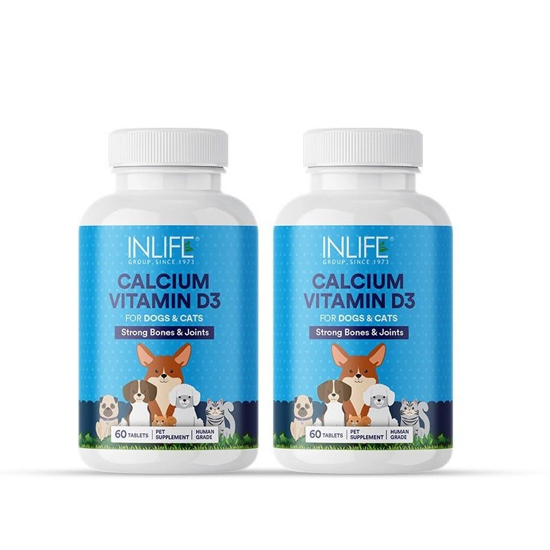 Inlife Calcium Tablets for Dogs Cats with Vitamin D3 | Stronger Bones, Teeth & Joint Support In Pets Tablets