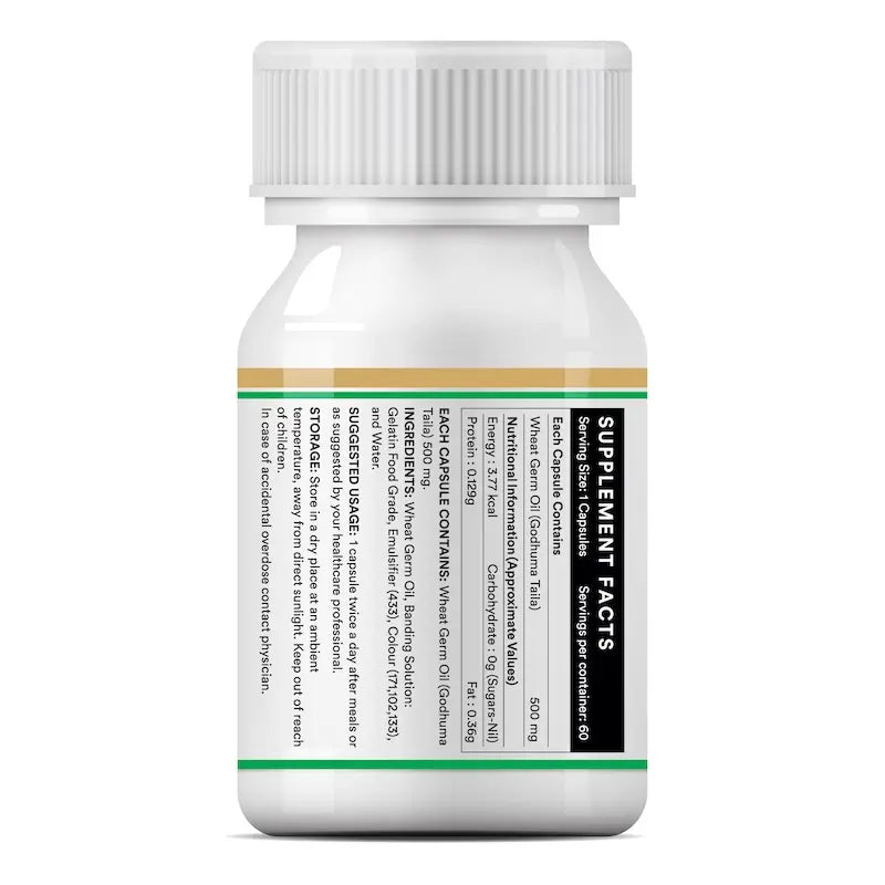 INLIFE Wheat Germ Oil Supplement | 500mg Capsules | Natural Vitamin E