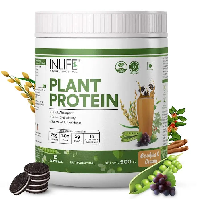 Inlife Plant Based Protein Powder Supplement | 25gms Protein
