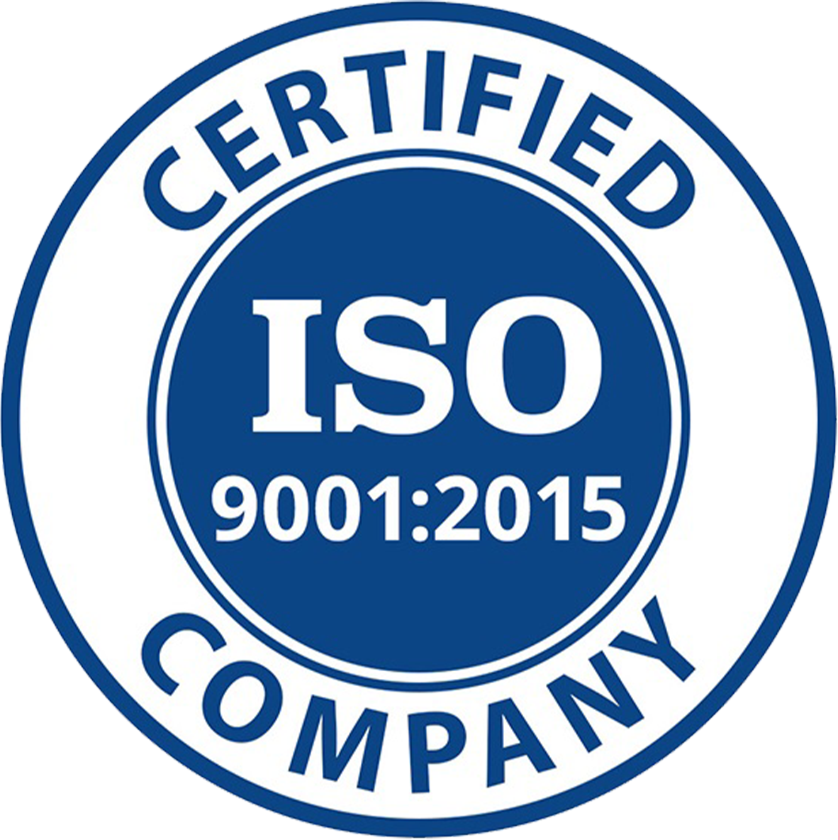 Logo for ISO 9001:2015 Certified Company, representing compliance with international standards for a Quality Management System.