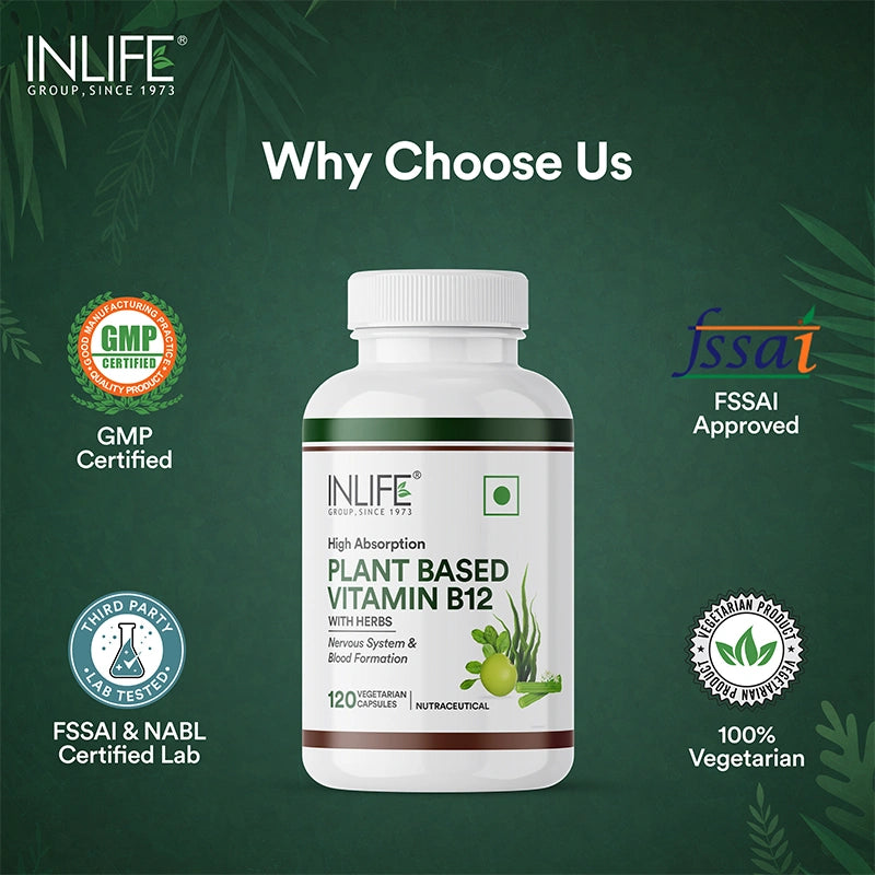 Inlife Plant-Based Vitamin B12 Supplement | Veg. Capsules
