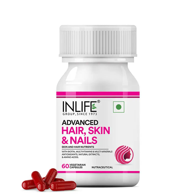 Inlife Advanced Hair, Skin & Nails Supplement | Veg. Capsules