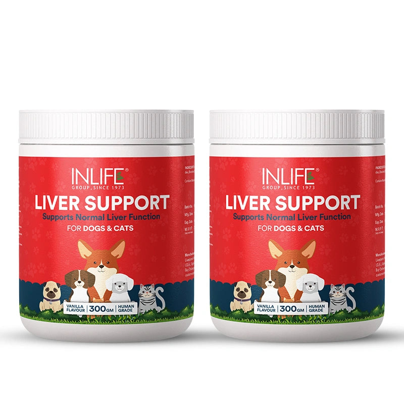 Inlife Liver Support Powder Supplement for Dogs Cats Pets | 300g (Vanilla)