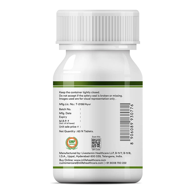Inlife Spirulina | Organic Blue - Green Algae Superfood with Phycocyanin & Antioxidants, 2000 mg (per serving) | Veg Tablets