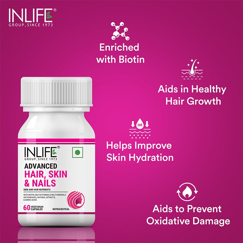 INLIFE Advanced Hair, Skin, and Nails Supplement - 60 Capsules - Inlife Pharma Private Limited