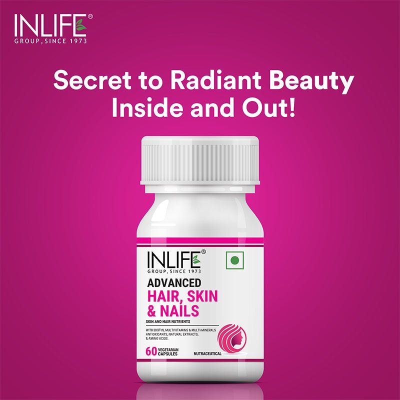 INLIFE Advanced Hair, Skin, and Nails Supplement - 60 Capsules - Inlife Pharma Private Limited