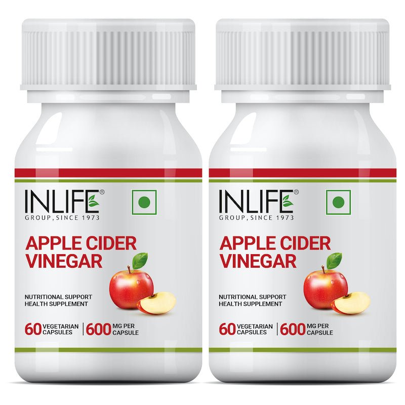 INLIFE Apple Cider Vinegar Supplement, 600mg - 60 Vegetarian Capsules - Inlife Pharma Private Limited