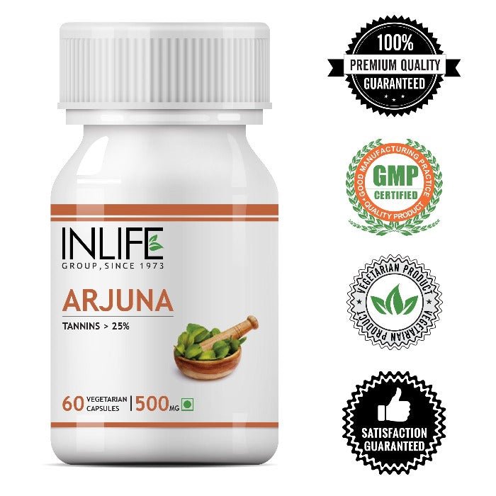 INLIFE Arjuna Extract Supplement, 500mg - 60 Veg. Capsules - Inlife Pharma Private Limited