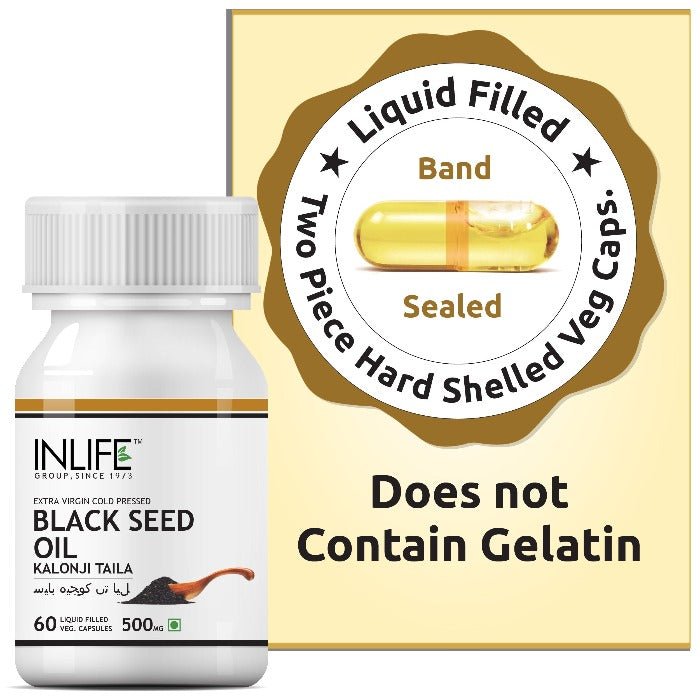 INLIFE Black Seed Oil Supplement, Kalonji Oil Capsules, 500mg | 60 Veg. Capsules - Inlife Pharma Private Limited