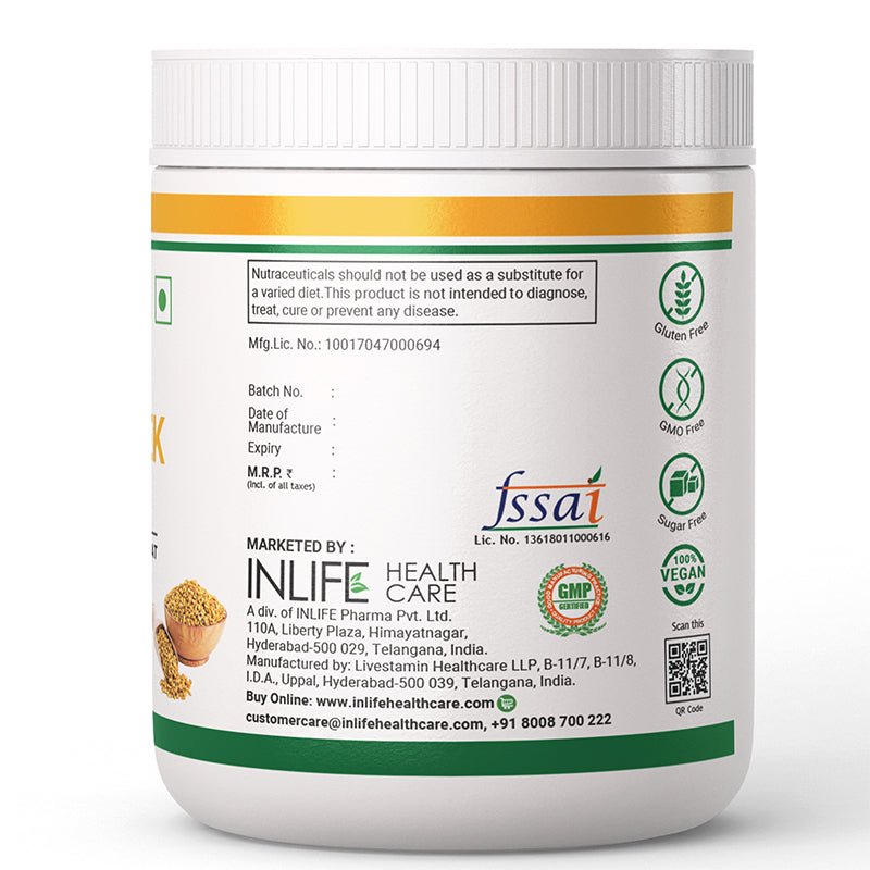 INLIFE Fenugreek Fiber Powder, 150g (Orange) - Inlife Pharma Private Limited