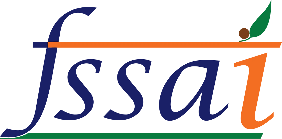 FSSAI logo (Food Safety and Standards Authority of India), confirming the product complies with Indian food safety standards