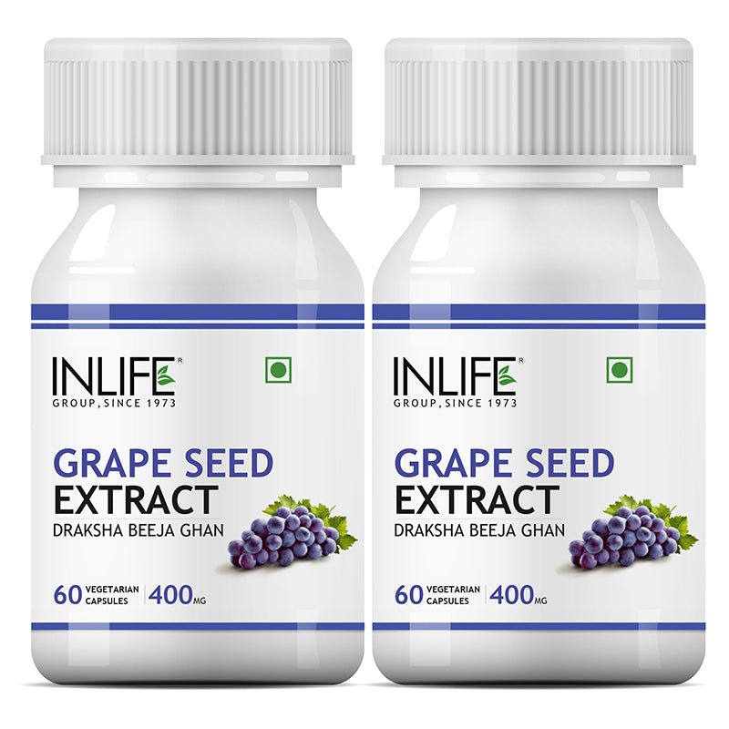 INLIFE Grape Seed Extract (Proanthocyanidins &gt; 95%), 400mg - 60 Veg. Capsules - Inlife Pharma Private Limited