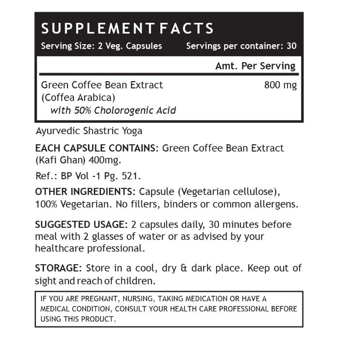INLIFE Green Coffee Bean Extract (Coffee Arabica), 800mg/serving - 60 Veg. Capsules - Inlife Pharma Private Limited