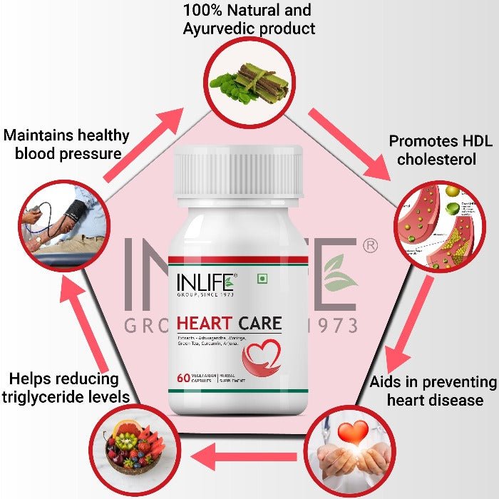 INLIFE Heart Care Supplement 500mg - 60 Vegetarian Capsules - Inlife Pharma Private Limited