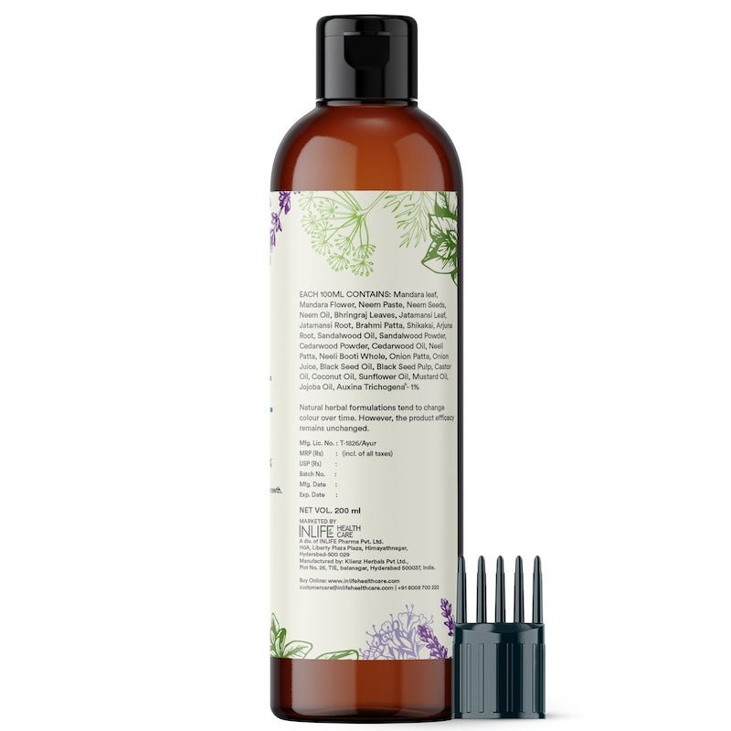 INLIFE Herbal Hair Oil with Auxina Trichogena and 27 Herbs (200ml) - Inlife Pharma Private Limited