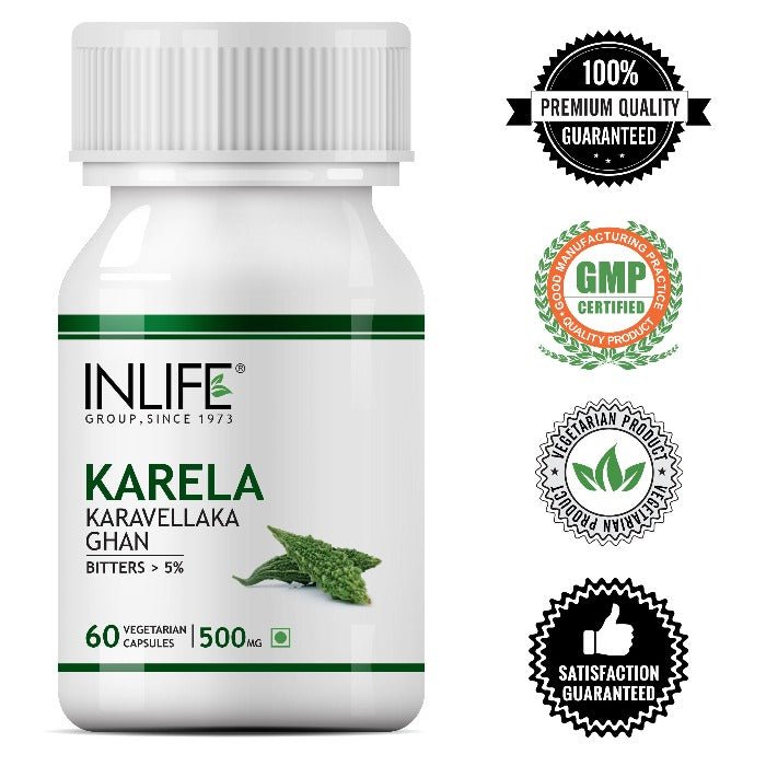 INLIFE Karela Bitter Gourd Extract Supplement, 500mg (60 Veg. Capsules) - Inlife Pharma Private Limited