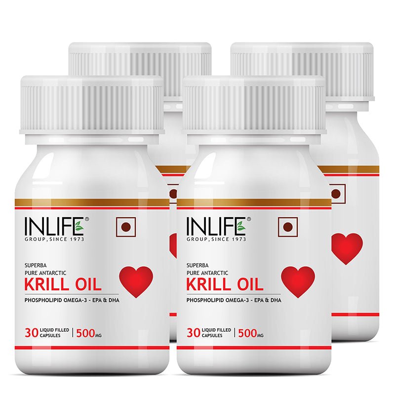 INLIFE Krill Oil Omega 3 Fatty Acid Supplement, 500mg (30 Capsules) - Inlife Pharma Private Limited