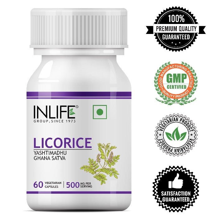 INLIFE Licorice (Yastimadhu) Glycyrrhiza Glabra - 500 mg (60 Vegetarian Capsules) - Inlife Pharma Private Limited