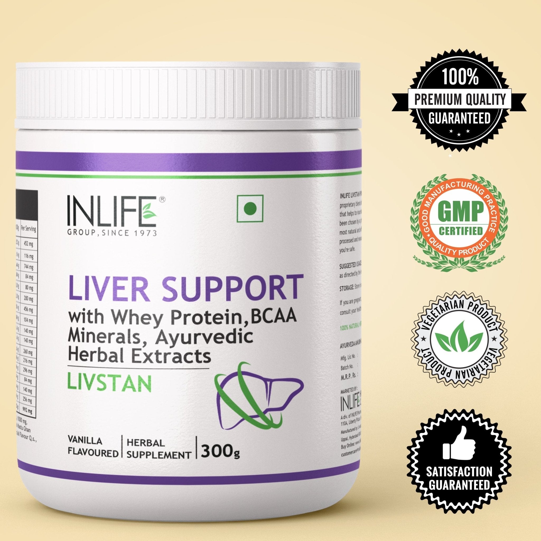 INLIFE Livstan Liver Support Powder, Whey Protein with Ayurvedic Herbs, 300g (Vanilla) - Inlife Pharma Private Limited