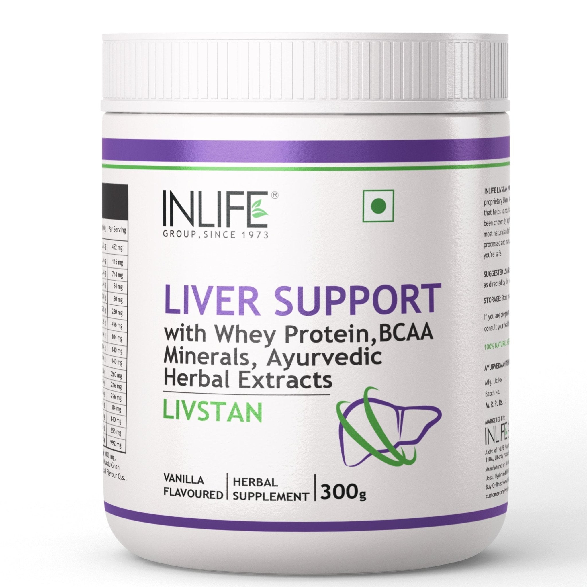 INLIFE Livstan Liver Support Powder, Whey Protein with Ayurvedic Herbs, 300g (Vanilla) - Inlife Pharma Private Limited