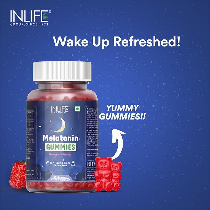 Inlife Melatonin Gummies Suppplement- 30 gummies (Strawberry flavor) - Inlife Pharma Private Limited