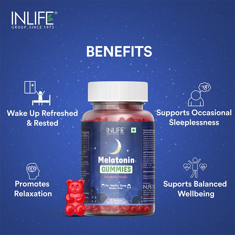 Inlife Melatonin Gummies Suppplement- 30 gummies (Strawberry flavor) - Inlife Pharma Private Limited
