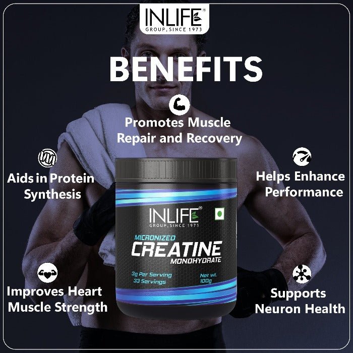 INLIFE Micronized Creatine Monohydrate Supplement - 100gms - Inlife Pharma Private Limited