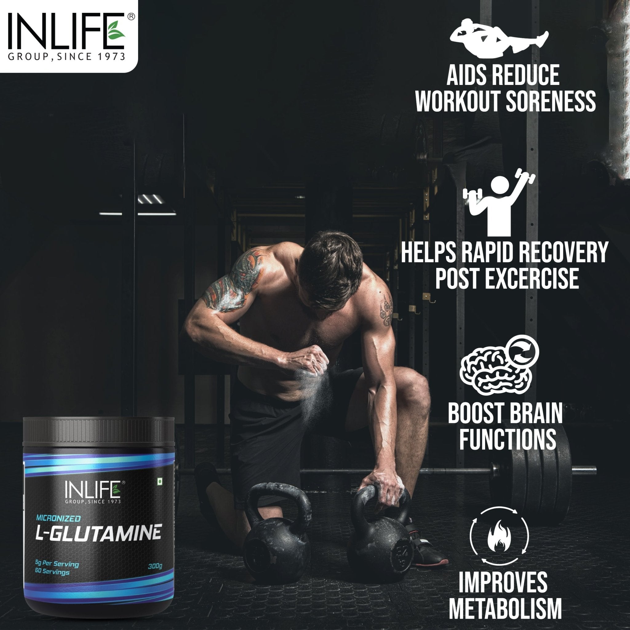 INLIFE Micronized L-Glutamine Powder Supplement - 300 Grams - Inlife Pharma Private Limited