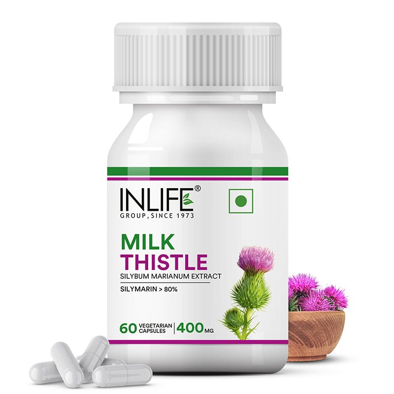 INLIFE Milk Thistle (80% Silymarin) 400mg, 60 Vegetarian Capsules - Inlife Pharma Private Limited