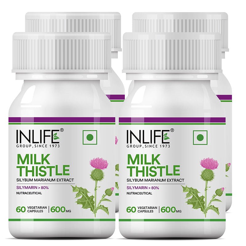 INLIFE Milk Thistle (80% Silymarin) 600mg, 60 Vegetarian Capsules - Inlife Pharma Private Limited