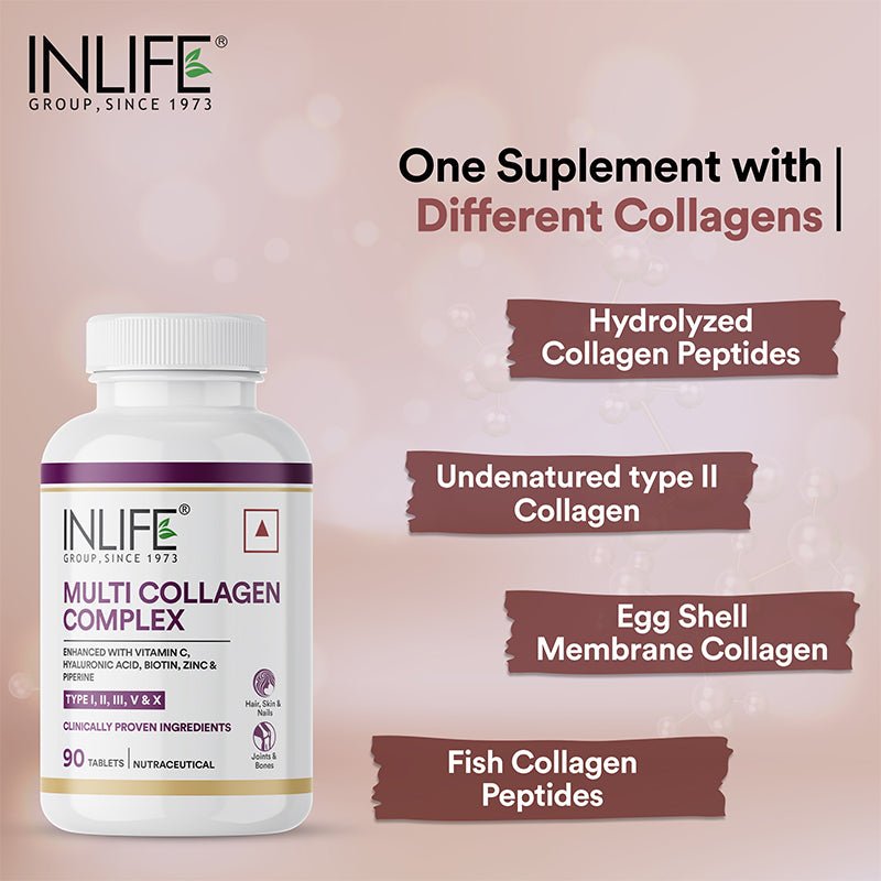 INLIFE Multi Collagen Complex Supplement - 90 Tablets - Inlife Pharma Private Limited