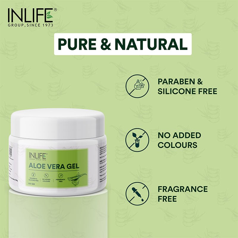 INLIFE Natural Aloe Vera Gel- Chemical-Free & Vegan Skincare Delight, 100gms - Inlife Pharma Private Limited